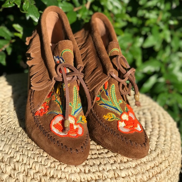 Tory Burch🍁🍂Fringed Leather booties size 5 new - Picture 2 of 3